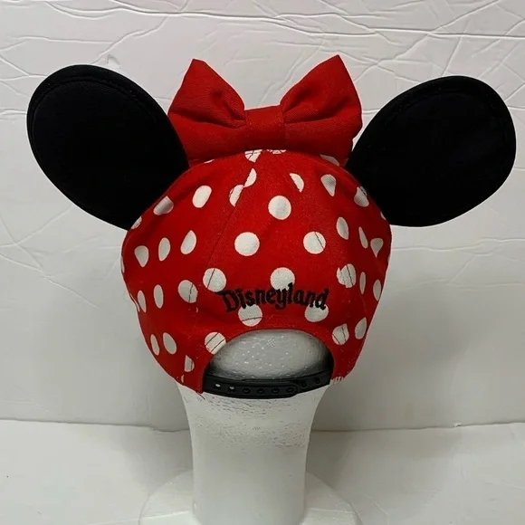 Disney Minnie Mouse Ears Hat Polka Dot Bow Brim - Picture 5 of 8